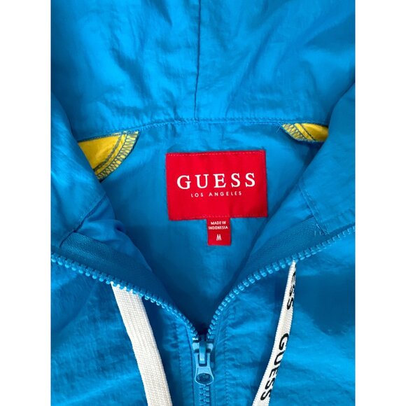 Guess Los Angeles Blue & Yellow Mesh Windbreaker Jacket Medium - Picture 2 of 6